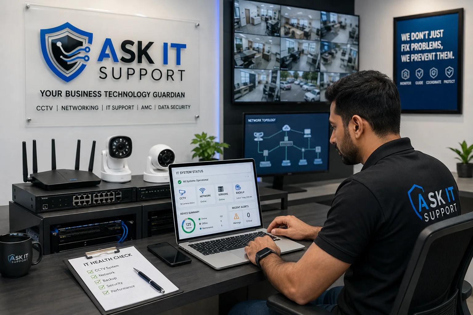 Business IT and technology support control room